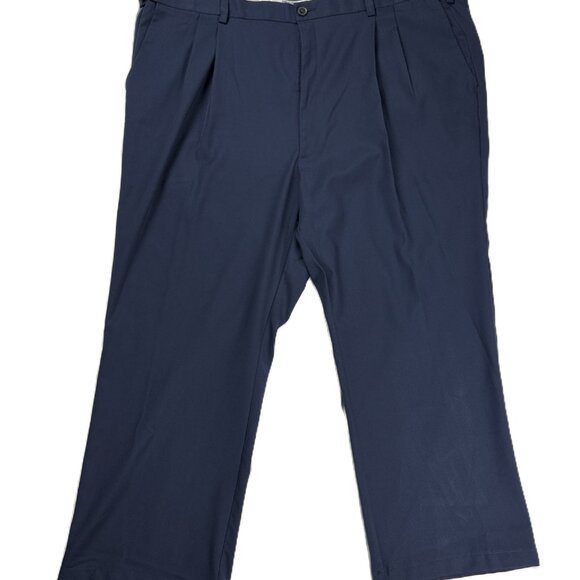 Haggar Cool 18 Pro Mens Classic Fit - Navy Pleated Pant - 48x32 Bigand Tall - Picture 3 of 9